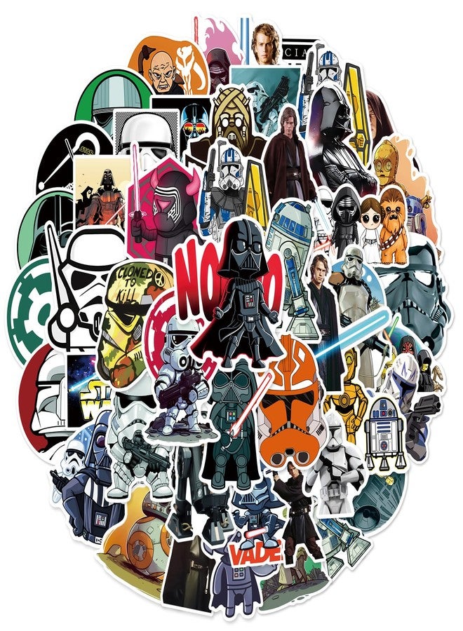 PWSTY 50Pcs Cute Cartoon Star War Character Stickers - Movie Decorative Waterproof Decal Stickers for Kids, Teens & Adults for Water Bottle Laptop Toy Sticker (Star War) - Image 1